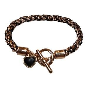 Divine Love Heart Charm Rose Gold Plated with Toggle Bar